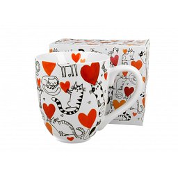 Obrázek pro produkt Hrnek Kočky se srdíčky 1l porcelán