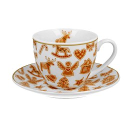 Obrázek pro produkt Šálek s podšálkem Gingerbread bílý 0,25l porcelán