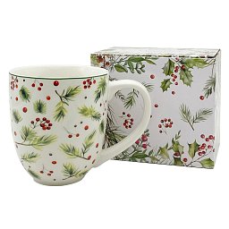 Hrnek Zimní jehličí 1l porcelán Obrázek pro produkt Hrnek Zimní jehličí 1l porcelán