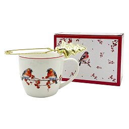 Hrnek se sítkem Vánoční hýl 0,46l porcelán Obrázek pro produkt Hrnek se sítkem Vánoční hýl 0,46l porcelán