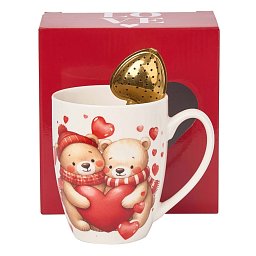 Obrázek pro produkt Hrnek se sítkem Bears with Hearts 0,36l porcelán