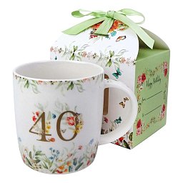 Obrázek pro produkt Narozeninový hrnek "40" v krabičce s mašlí 0,4l