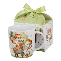 Obrázek pro produkt Narodeninový hrnček Happy Birthday v krabičke s mašľou 0,4l