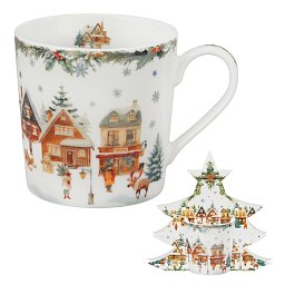 Obrázek pro produkt Hrnček Vianočná dedinka 0,36l porcelán (stromček)