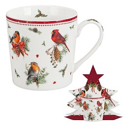 Obrázek pro produkt Hrnček Zimné vtáky 0,36l porcelán (stromček)