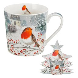 Obrázek pro produkt Hrnček Červienka v snehu 0,36l porcelán (stromček)