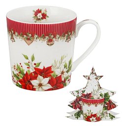 Obrázek pro produkt Hrnček Vianočné ruže 0,36l porcelán (stromček)
