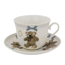 Obrázek pro produkt Šálek s podšálkem Bear Bob 0,45l porcelán