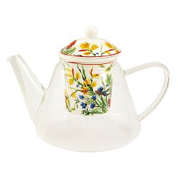 Obrázek pro produkt Čajník Květy 1,2l sklo/ porcelán