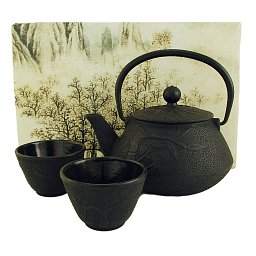 Obrázek pro produkt Čajová souprava Gendo černá čajník+2misky litina